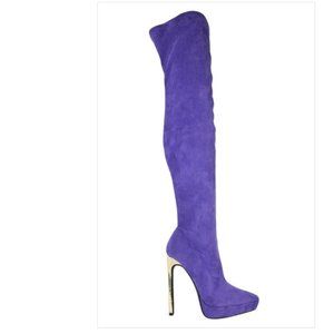 NEW - Purple Suede Thigh High Boots
